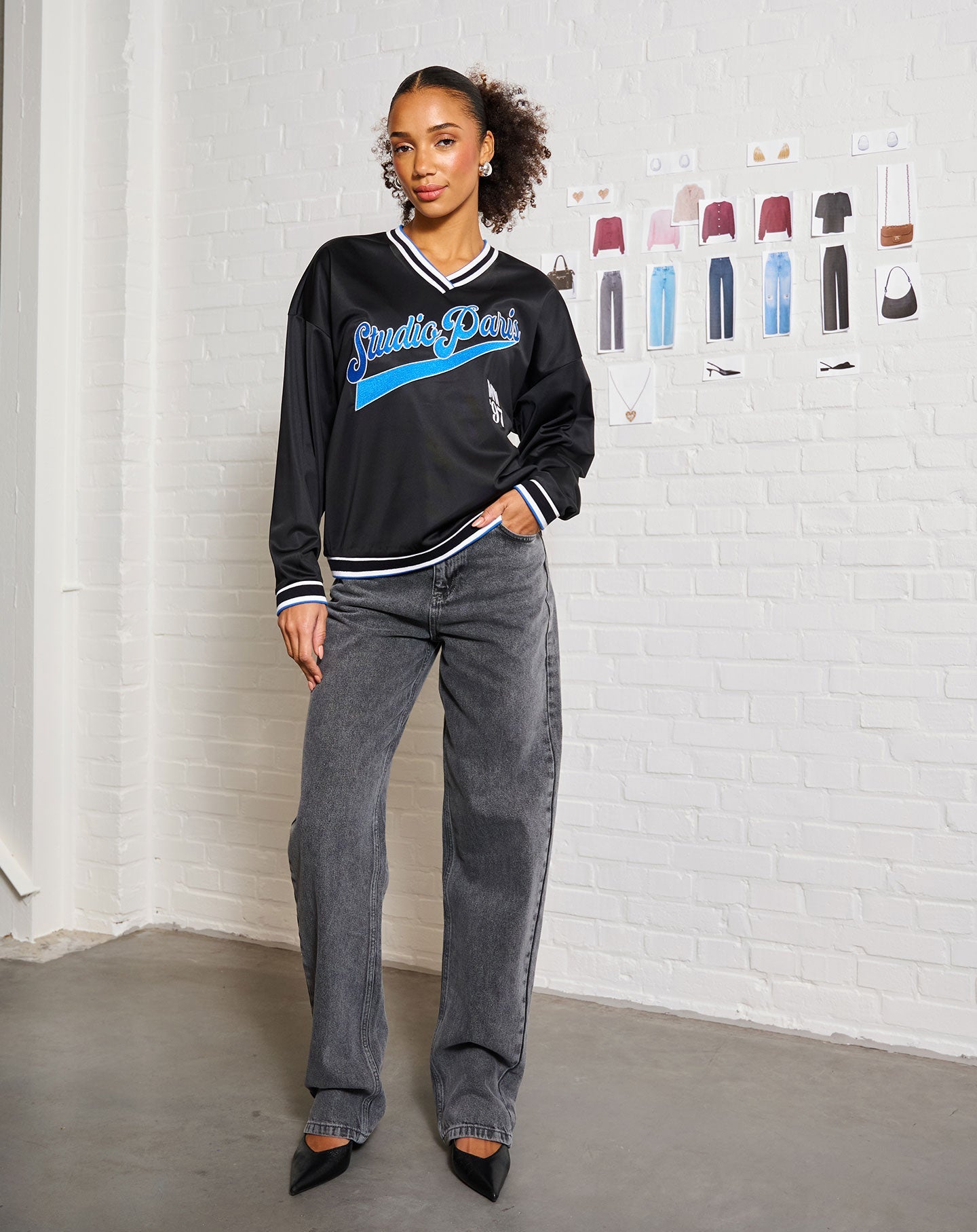 DENIM STRAIGHT LEG JEANS GRIJS