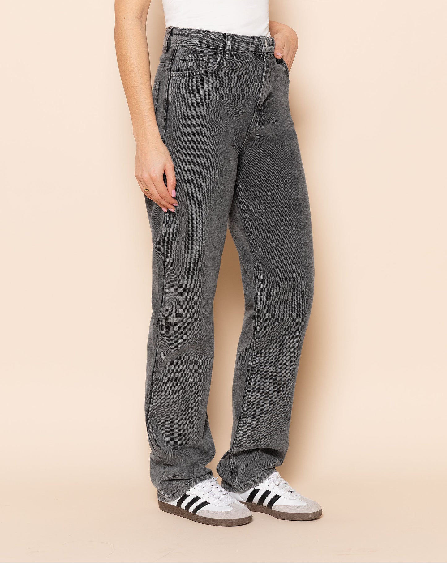 DENIM STRAIGHT LEG JEANS GRIJS