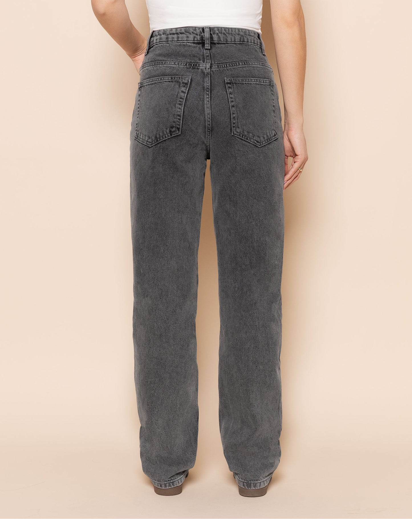 DENIM STRAIGHT LEG JEANS GRIJS