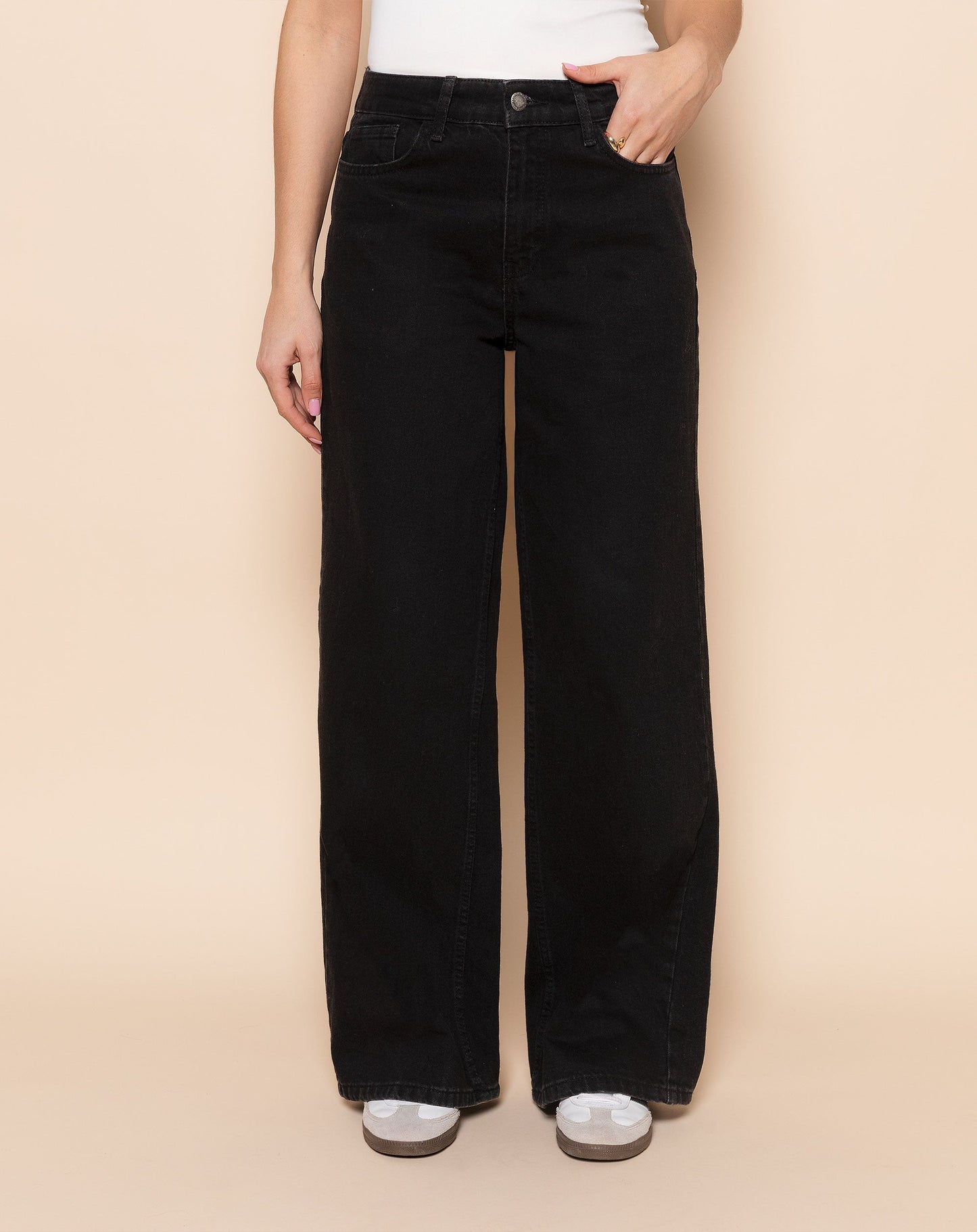WIDE LEG JEANS ZWART