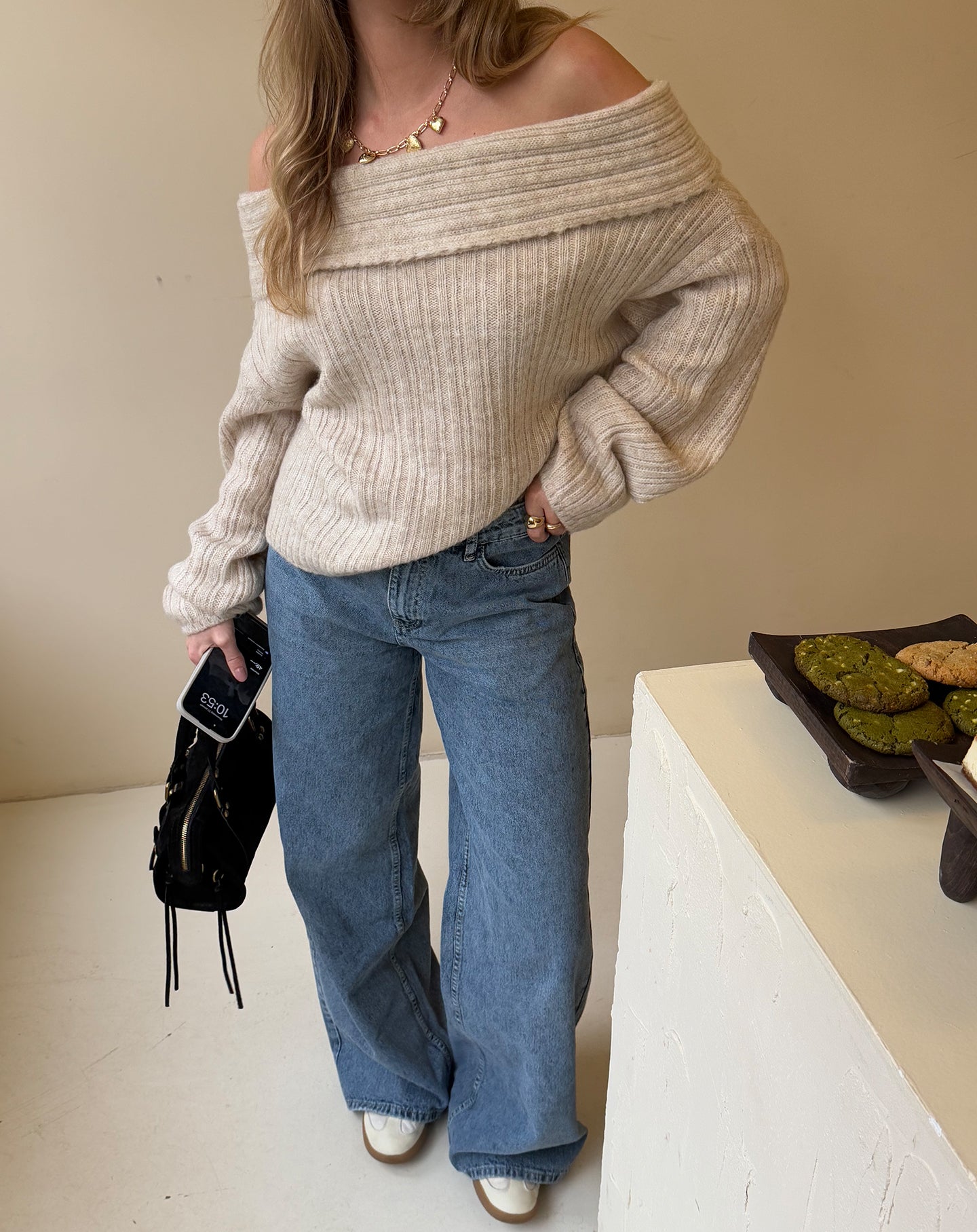 WIDE LEG JEANS MID BLAUW