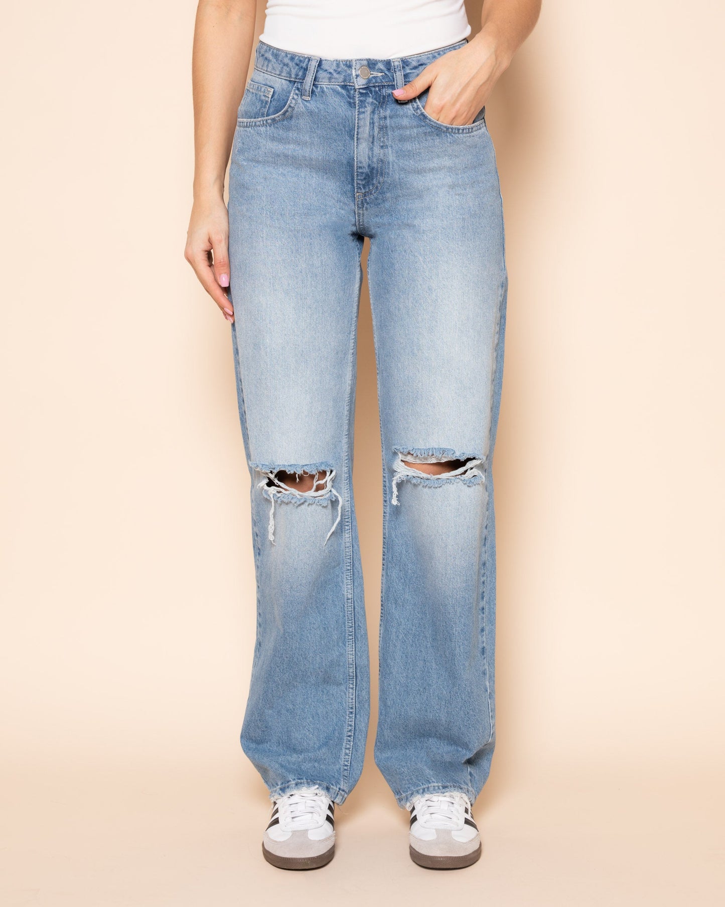 DESTROY STRAIGHT LEG JEANS MID BLAUW