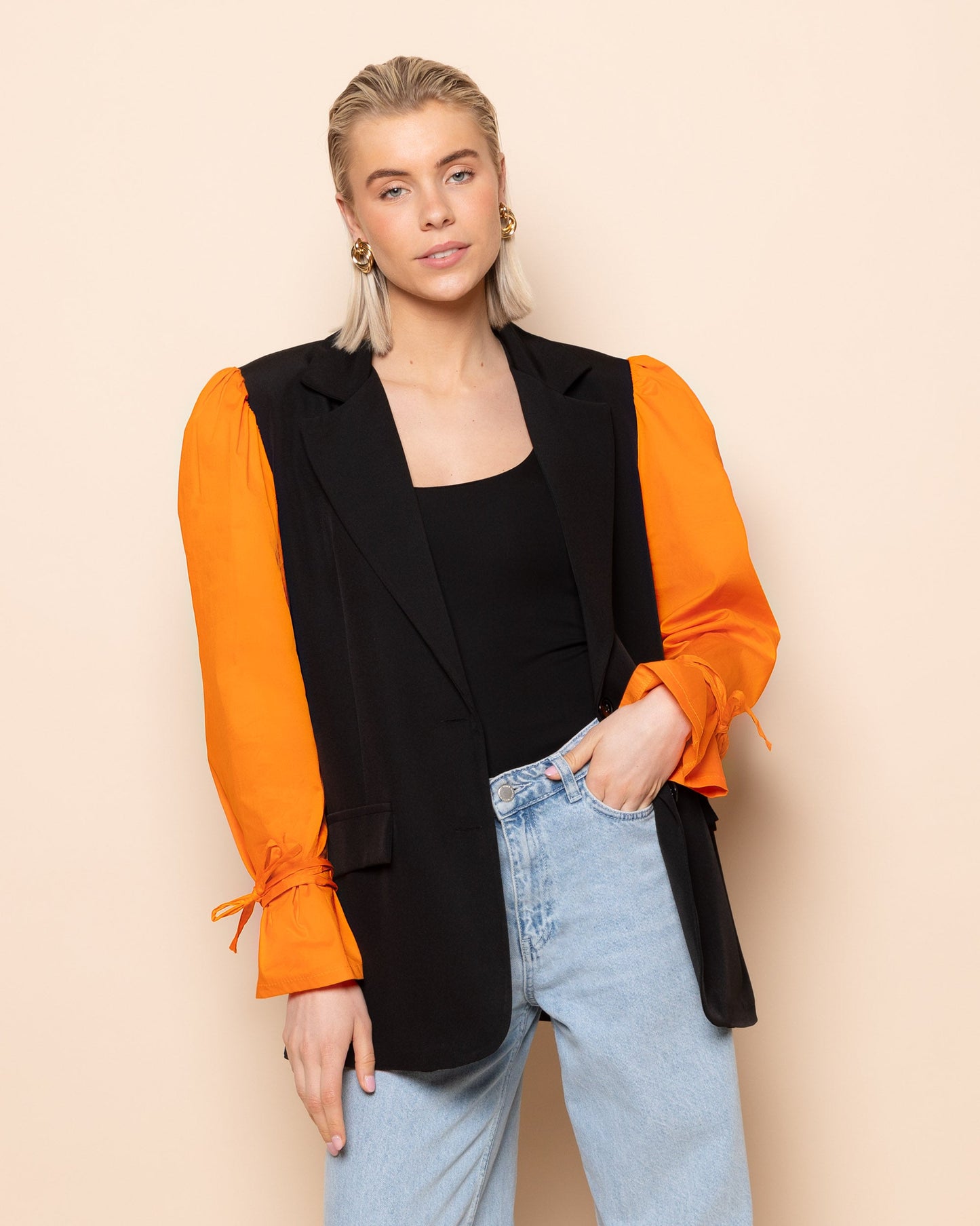 ELIN POPLIN SLEEVE BLAZER ORANJE