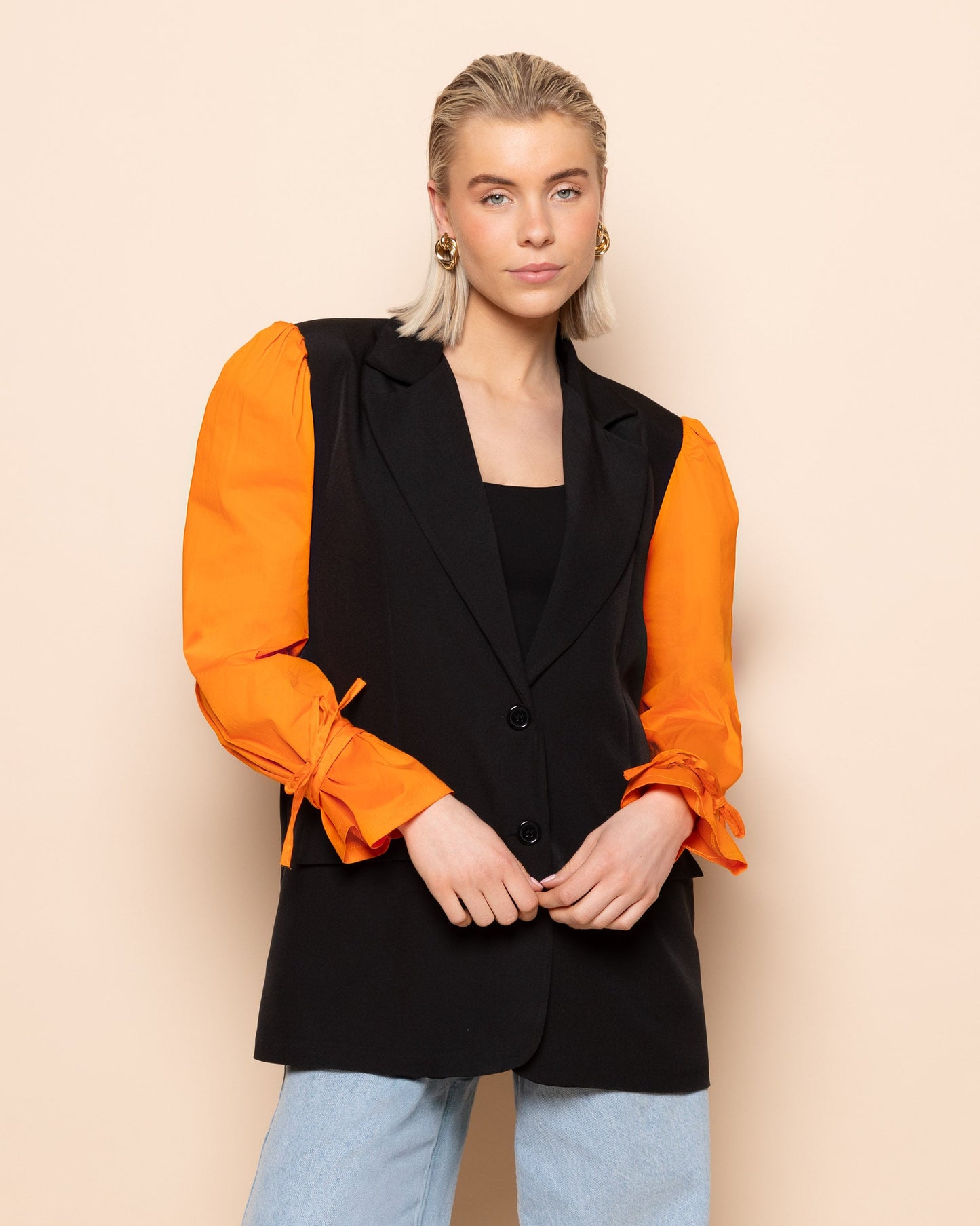 ELIN POPLIN SLEEVE BLAZER ORANJE