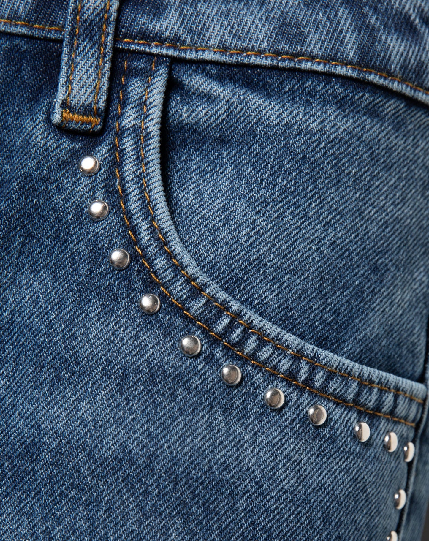 STUD WIDE LEG JEANS DONKERBLAUW