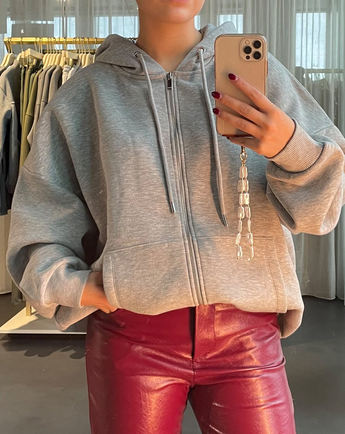 OVERSIZED ZIPPER HOODIE GRIJS