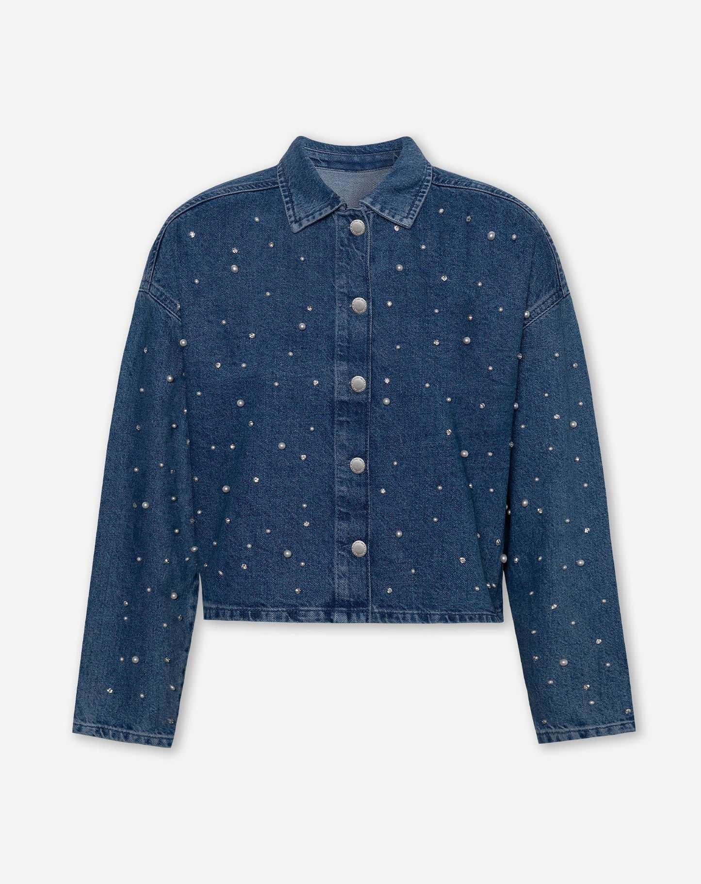 PEARL MIX DENIM JACKET BLAUW