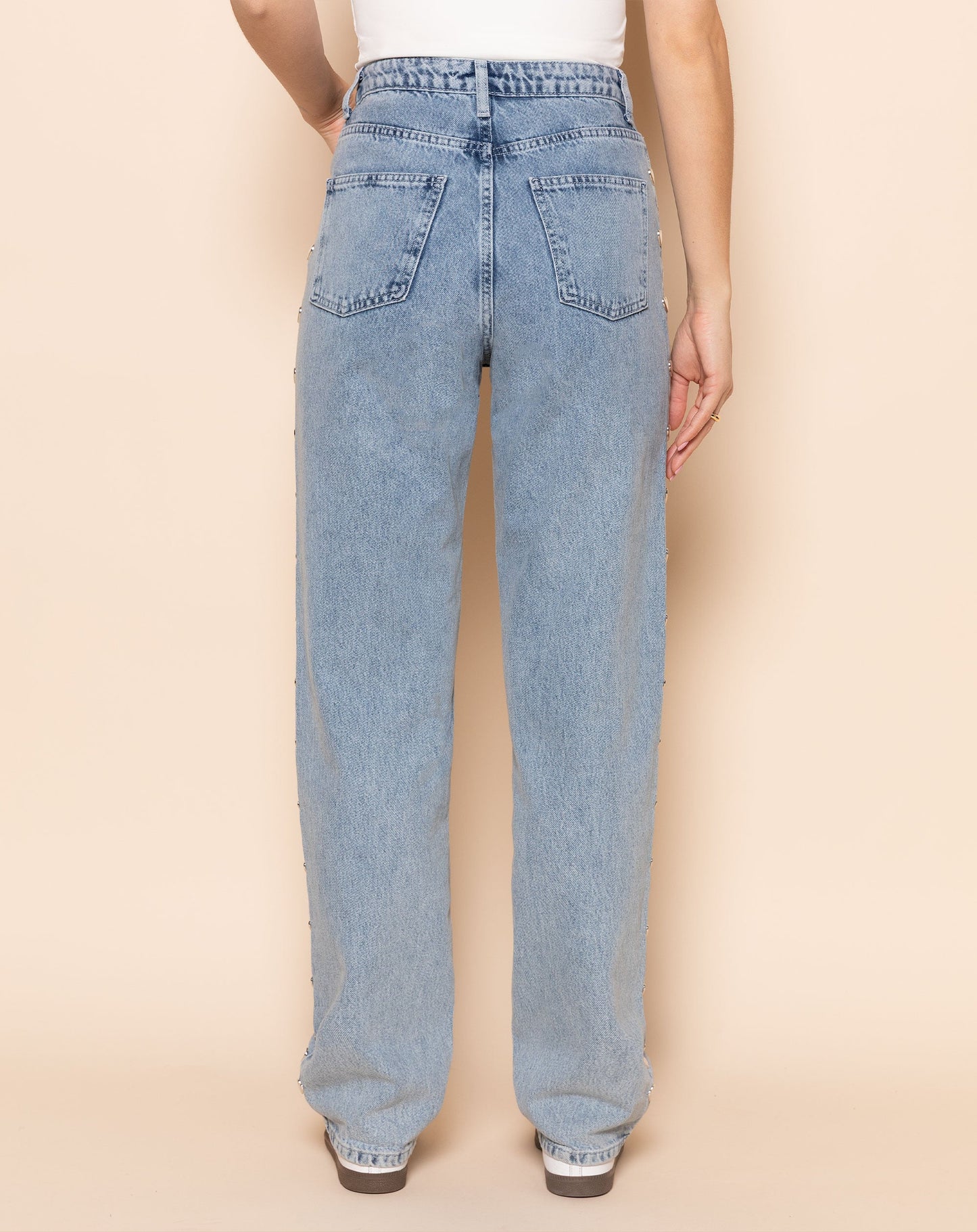 SIDE HEART STRAIGHT LEG JEANS BLAUW
