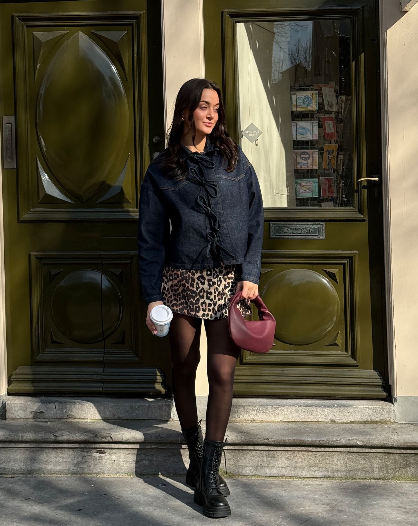 BOW DENIM BLOUSE DONKERBLAUW