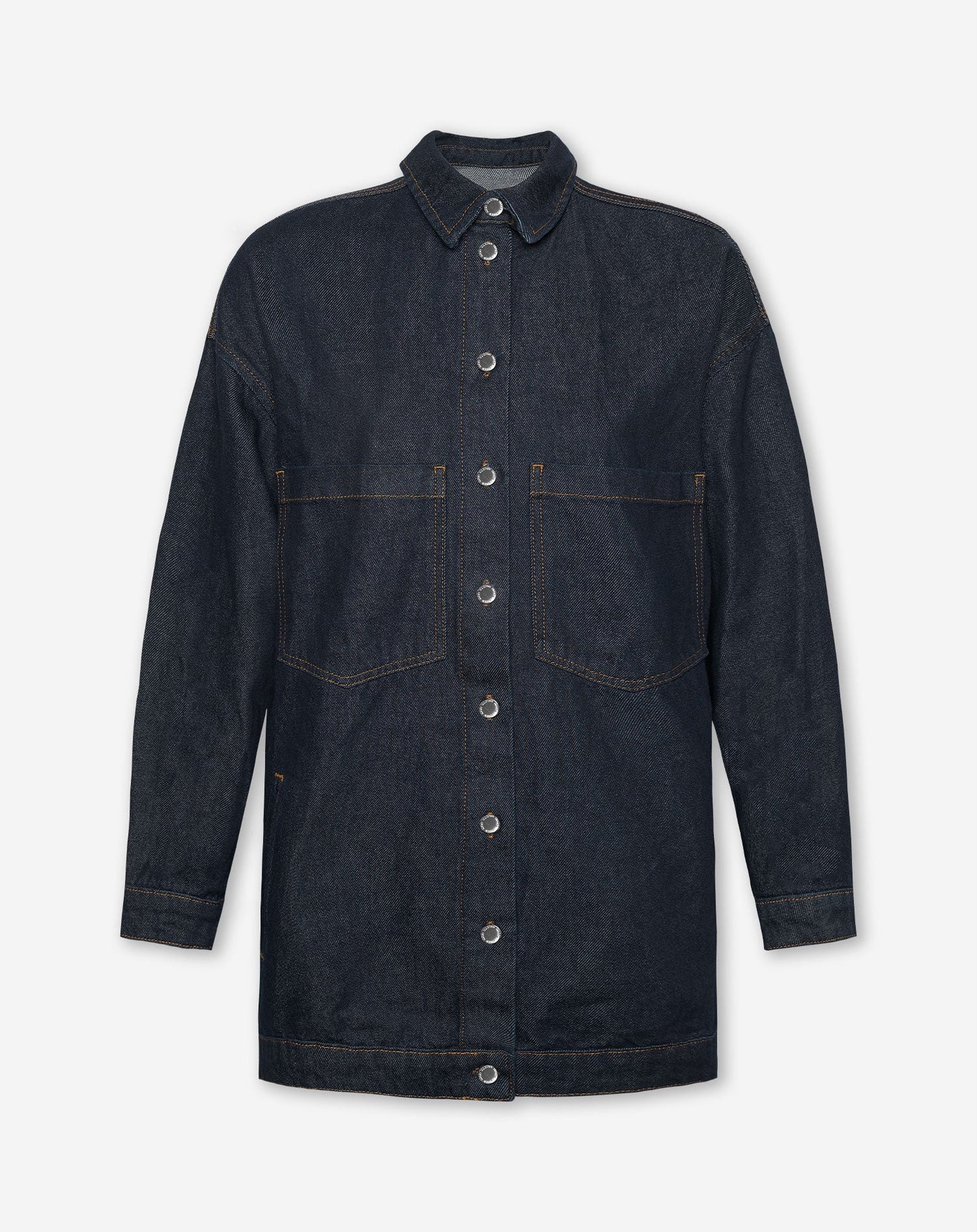 LONG DENIM SHACKET DONKERBLAUW