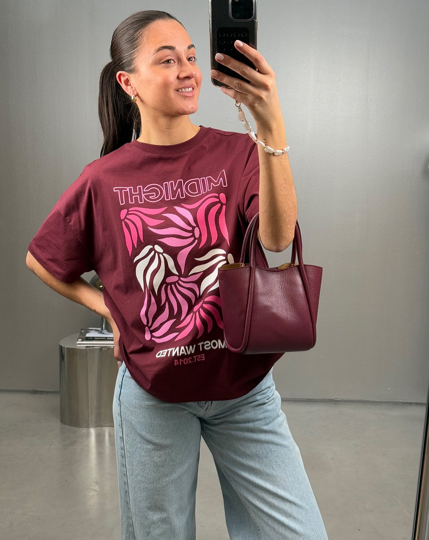 MIDNIGHT OVERSIZED TEE BURGUNDY