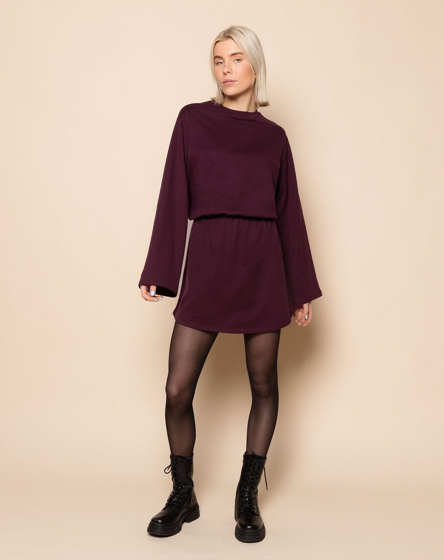 STEFFIE SWEATER DRESS DONKER BURGUNDY