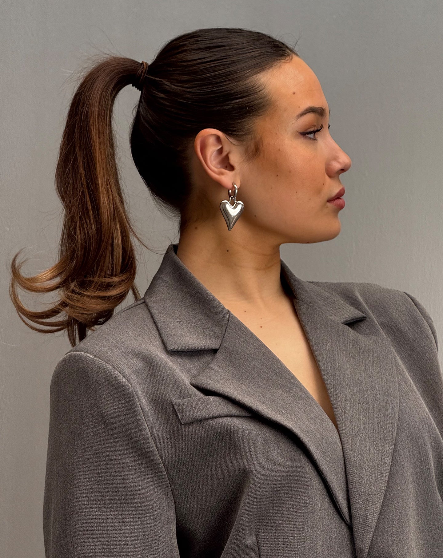 CHUNKY HEART HOOP EARRINGS