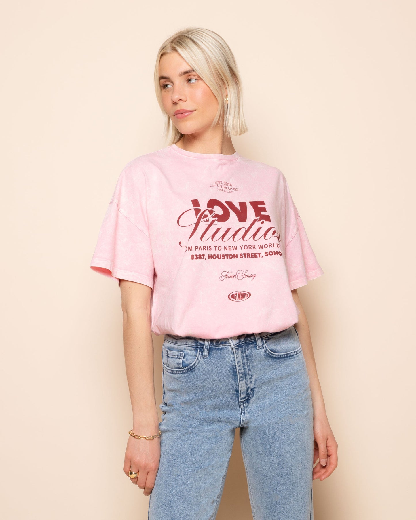 TIE DYE LOVE OVERSIZED TEE ROZE