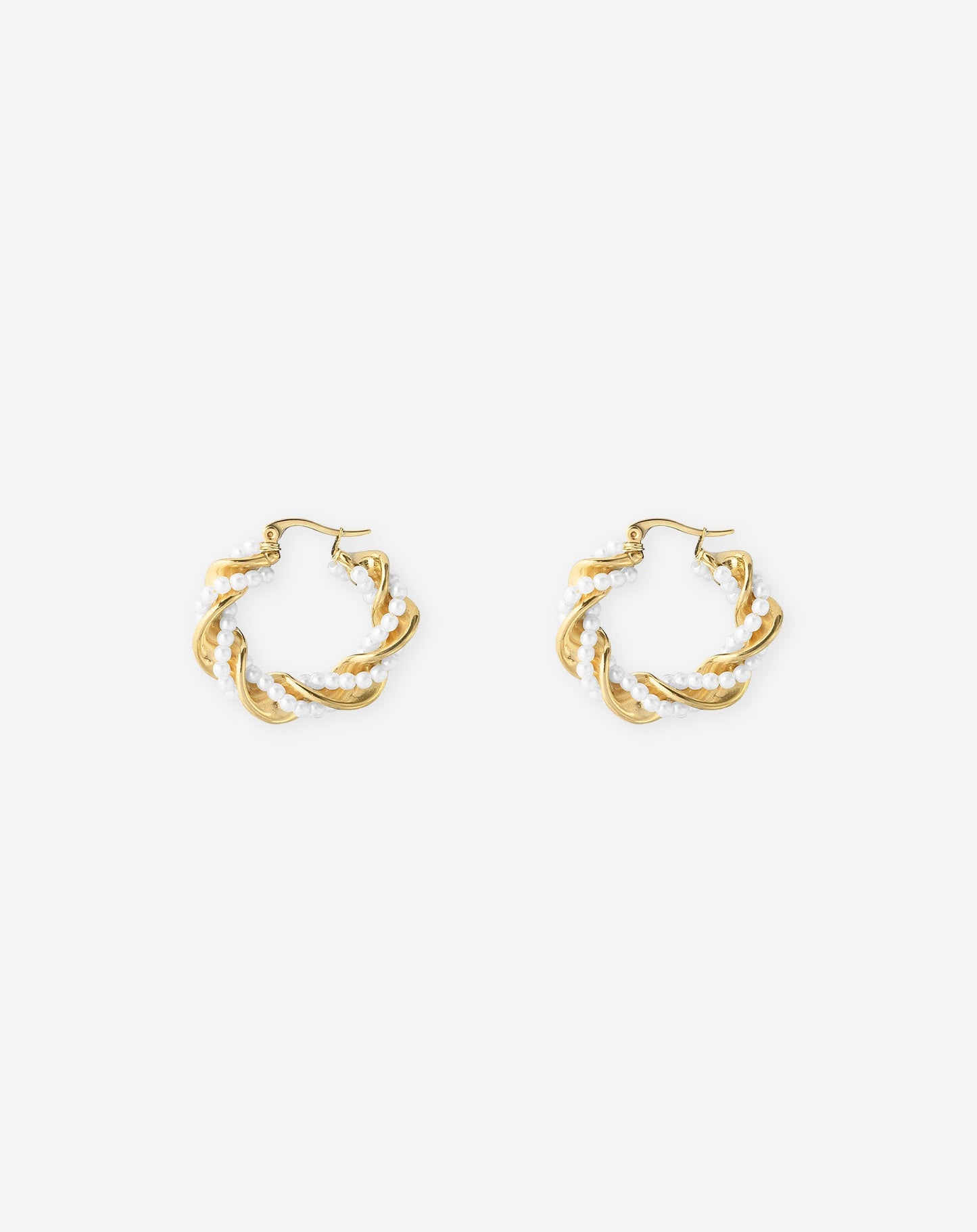 TWISTED PEARL HOOP EARRINGS