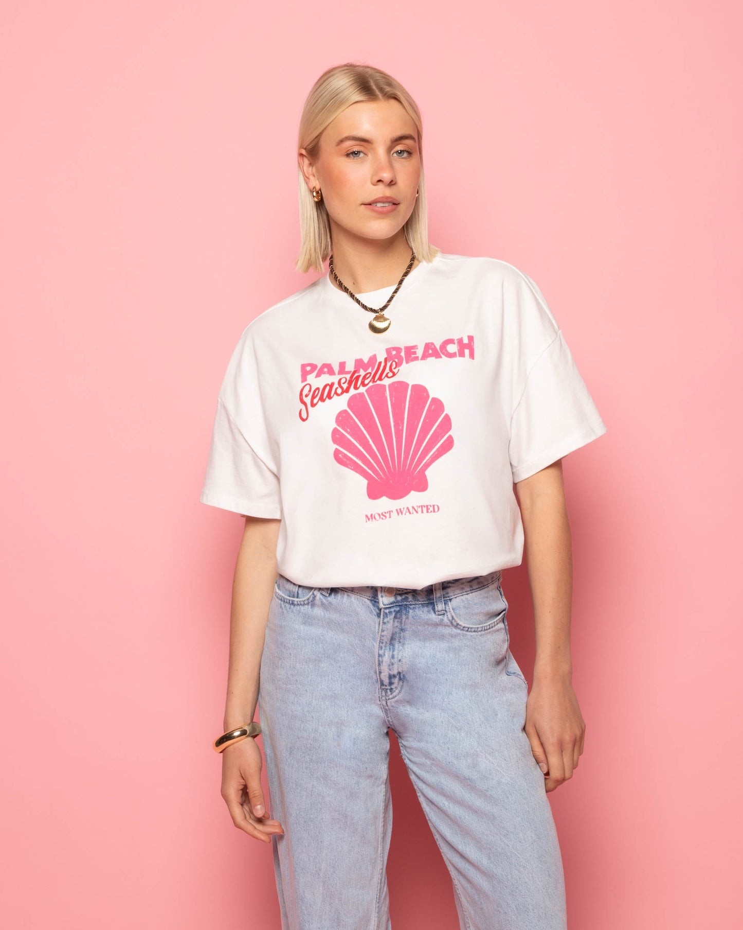 PALM BEACH SHELLS OVERSIZED TEE CRÈME