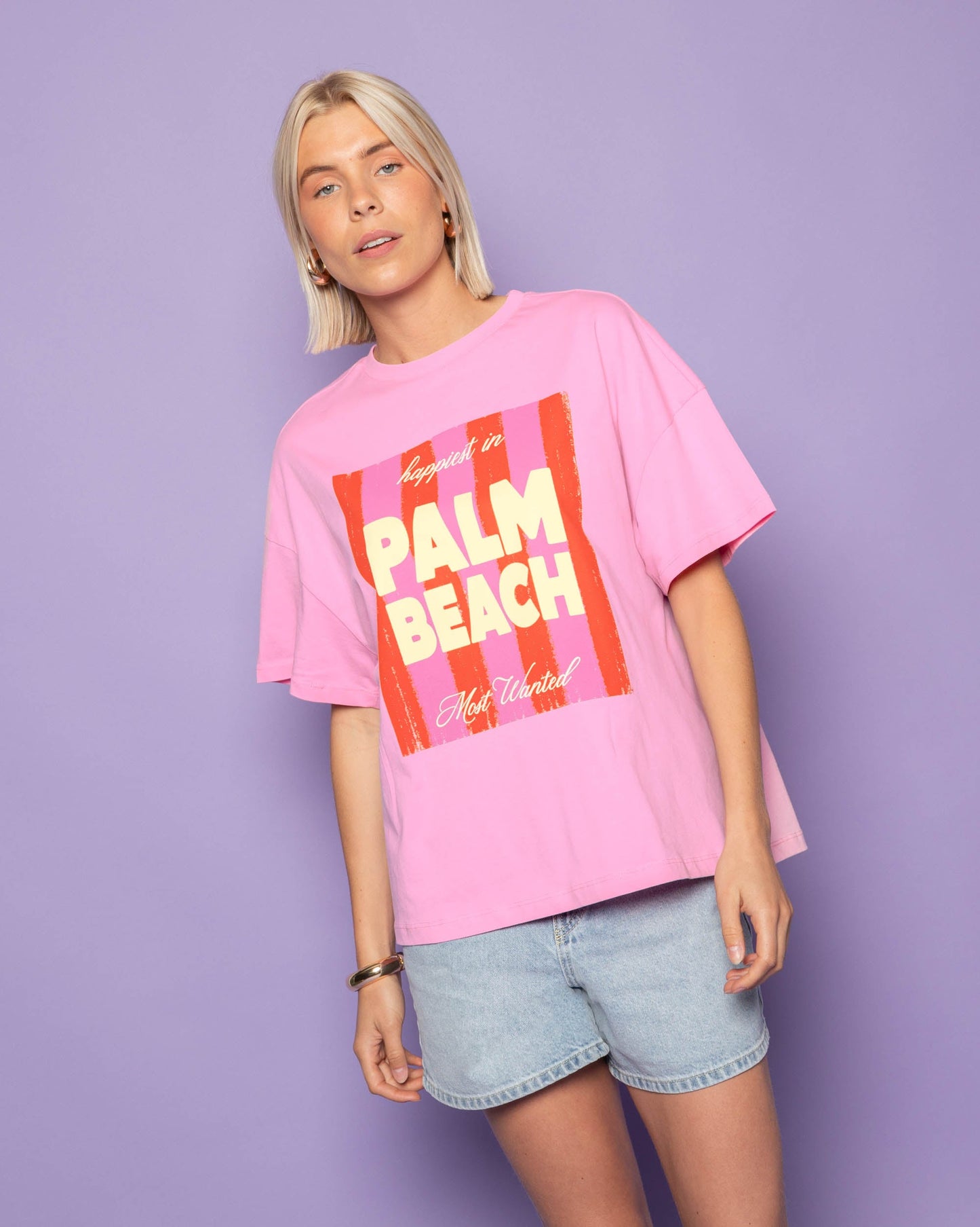 PALM BEACH OVERSIZED TEE ROZE