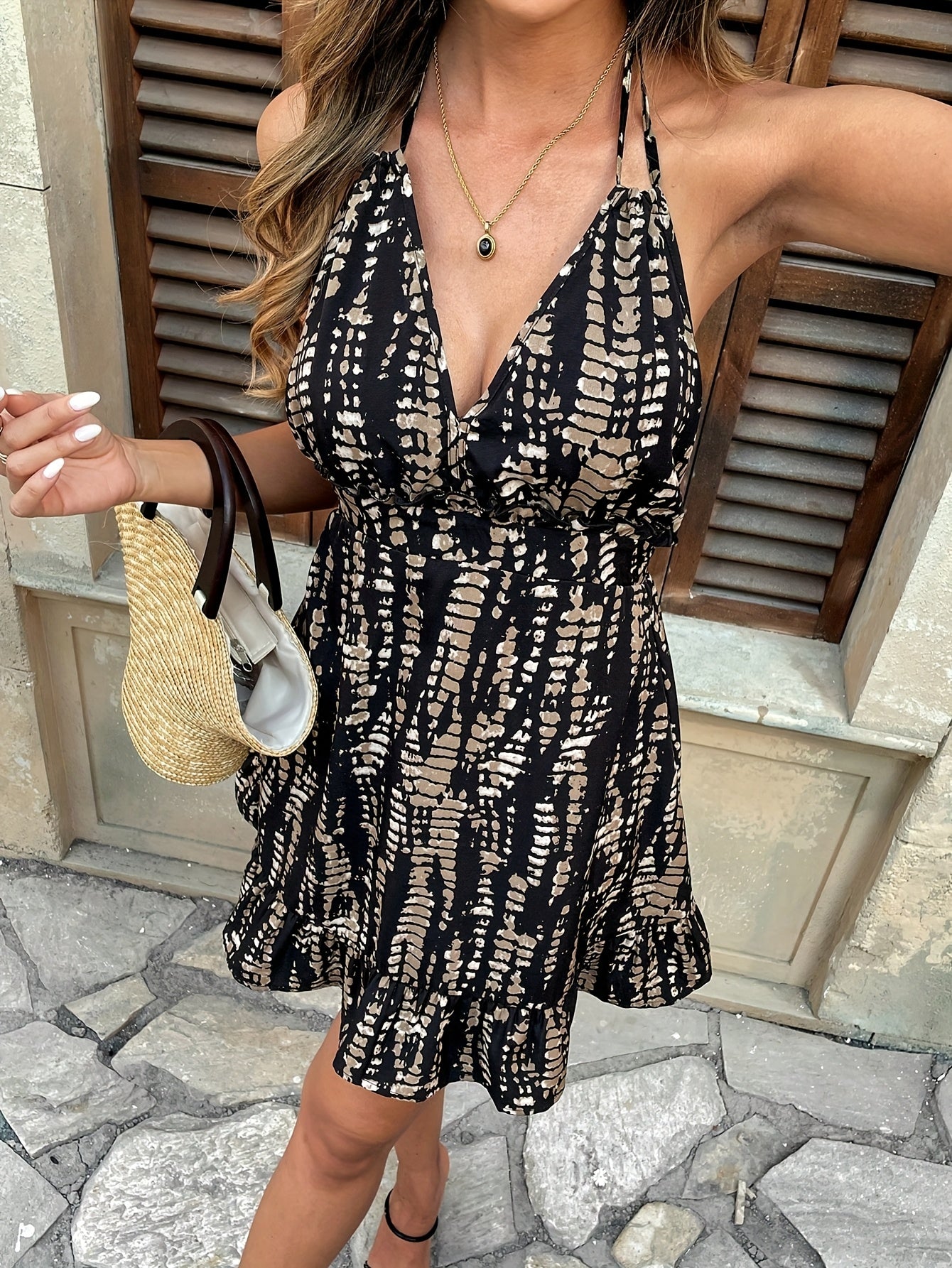 Natalie | Halter Neck Zomerjurk met Strik Detail