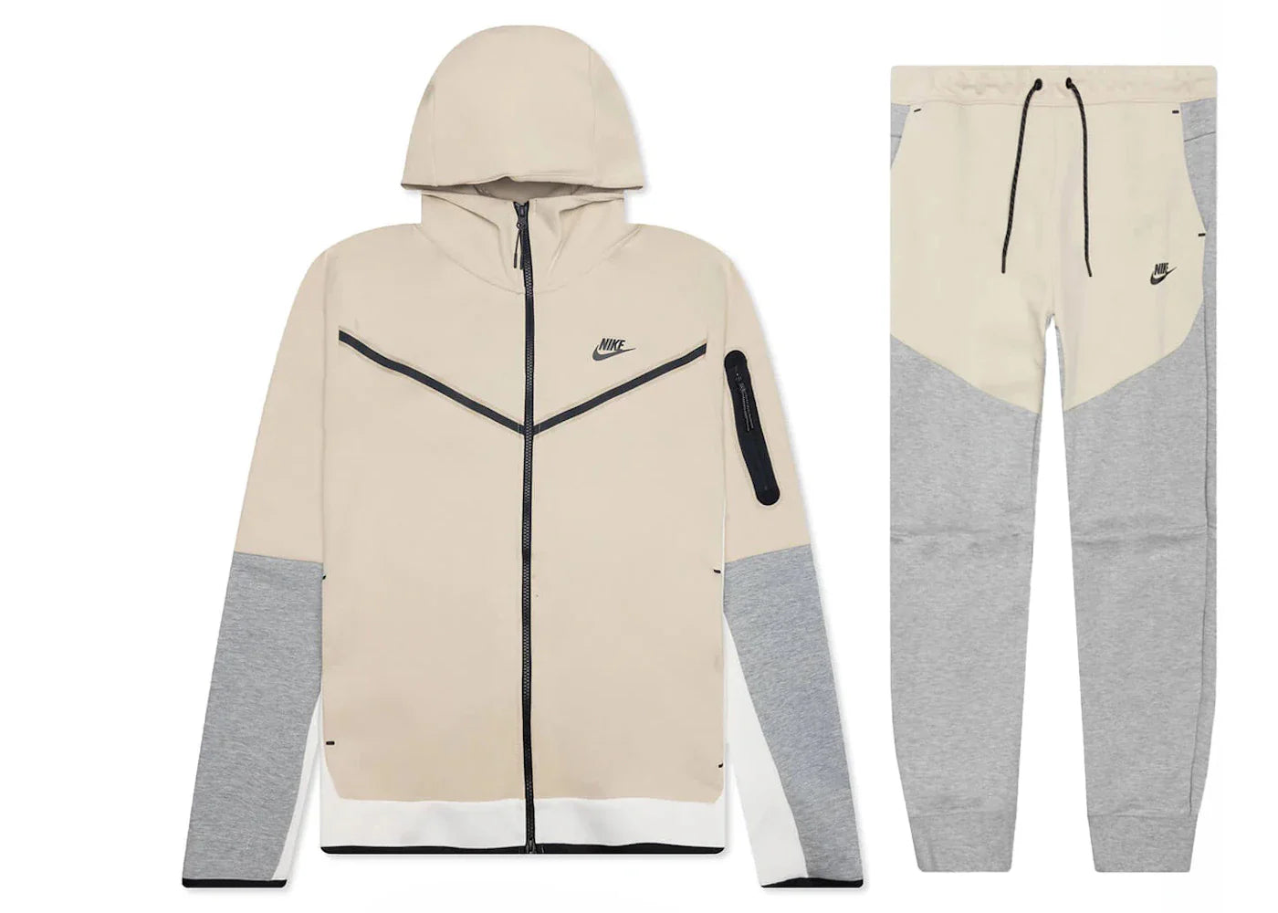 Nike Sportswear Tech Fleece-Set mit durchgehendem Reißverschluss und Jogginghose, Dunkelgrau/Rattan/Schwarz | 1 + 1 gratis
