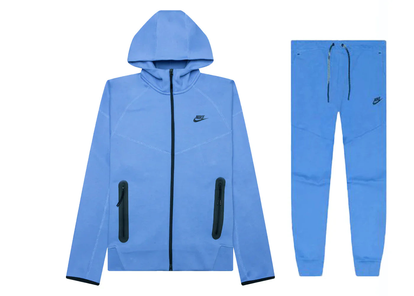 Nike Sportswear Tech Fleece Windrunner Set mit durchgehendem Reißverschluss und Jogginghose, Polar/Schwarz | 1 + 1 gratis