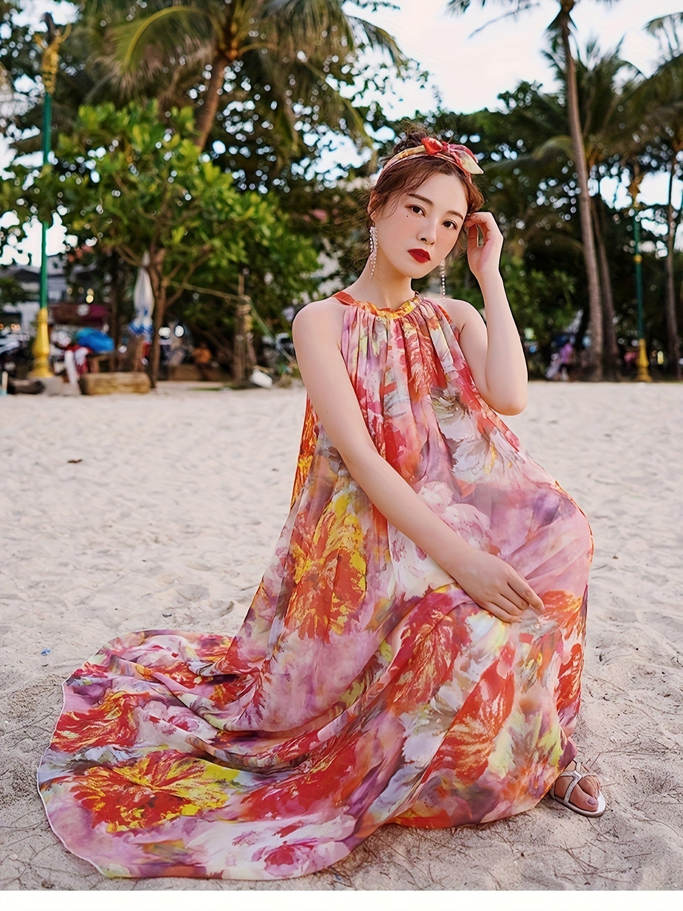 Noor | Bohemian Maxi Jurk met Bloemenprint voor Zomerse Stranddagen
