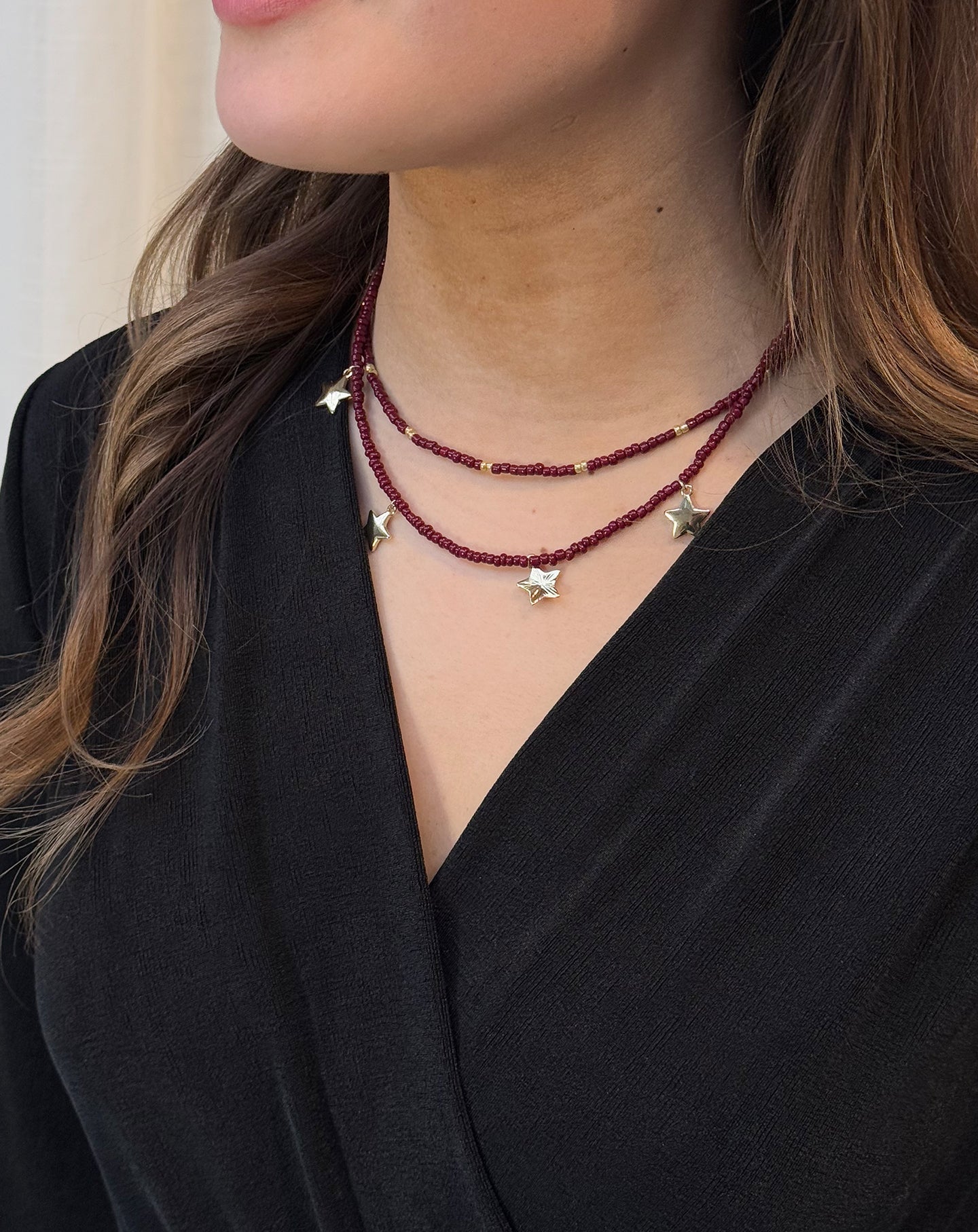 STAR BEADS NECKLACE GIFTSET BORDEAUX