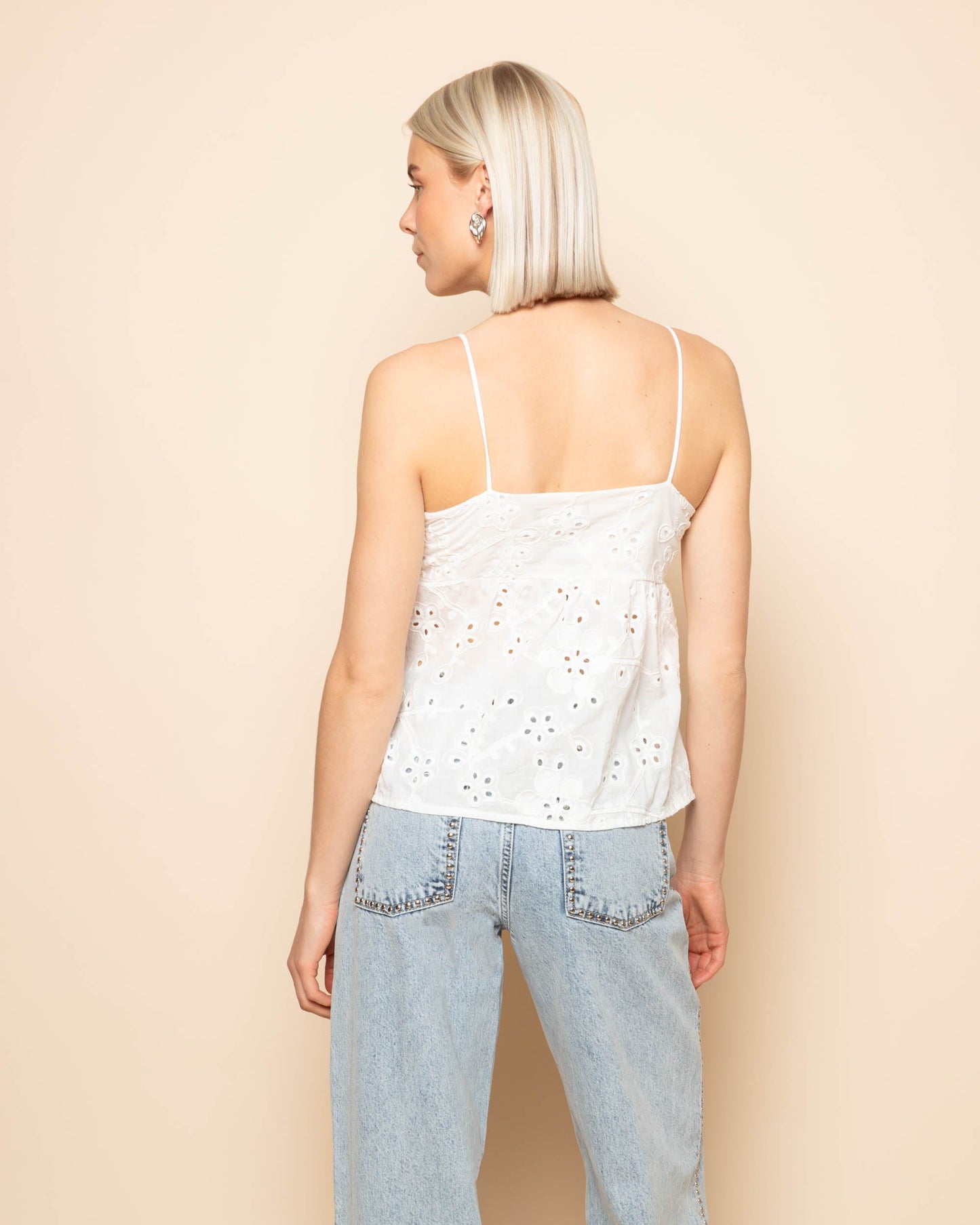 BRODERIE CAMI TOP WIT