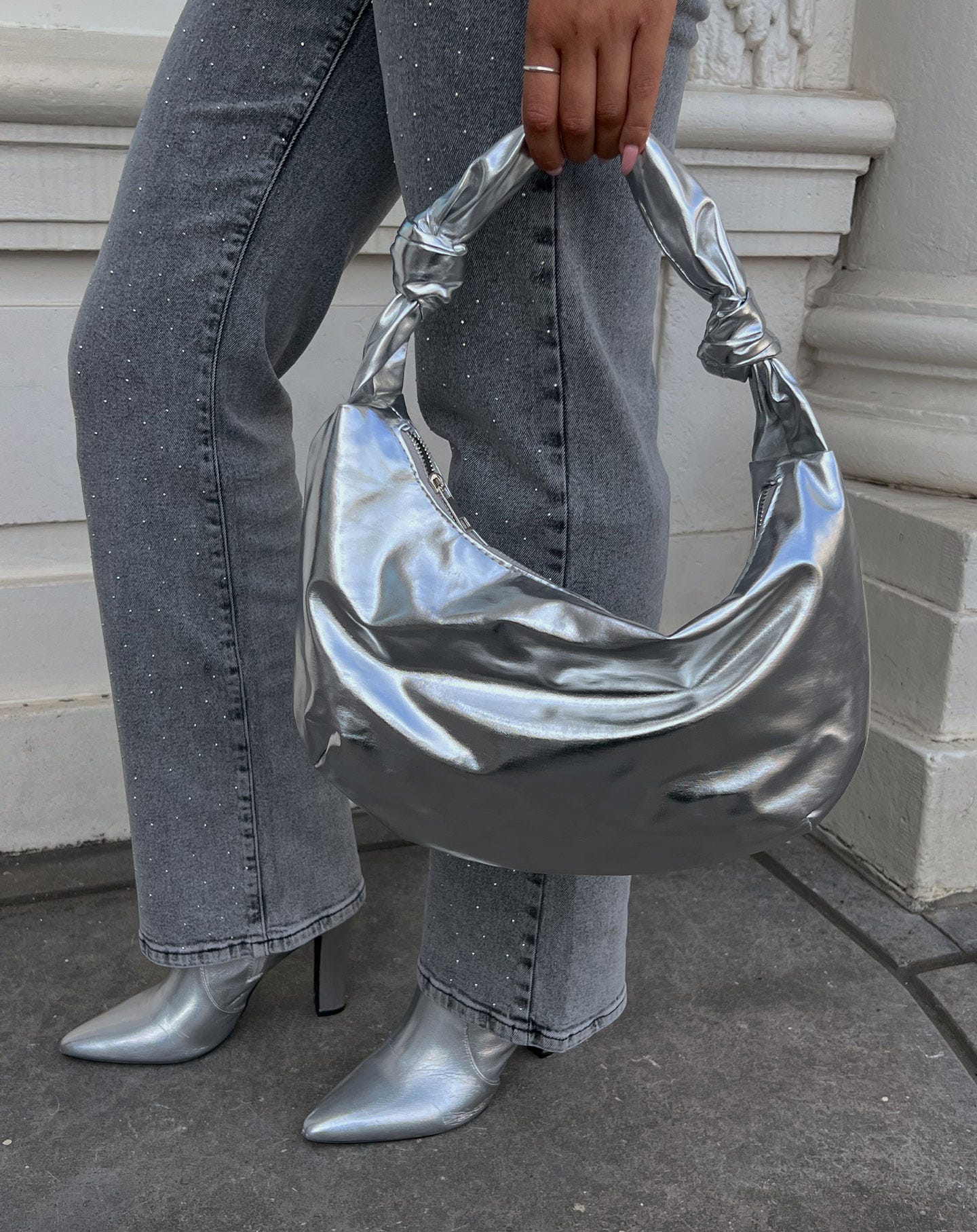 SMALL DIAMOND BOOTCUT JEANS GRIJS