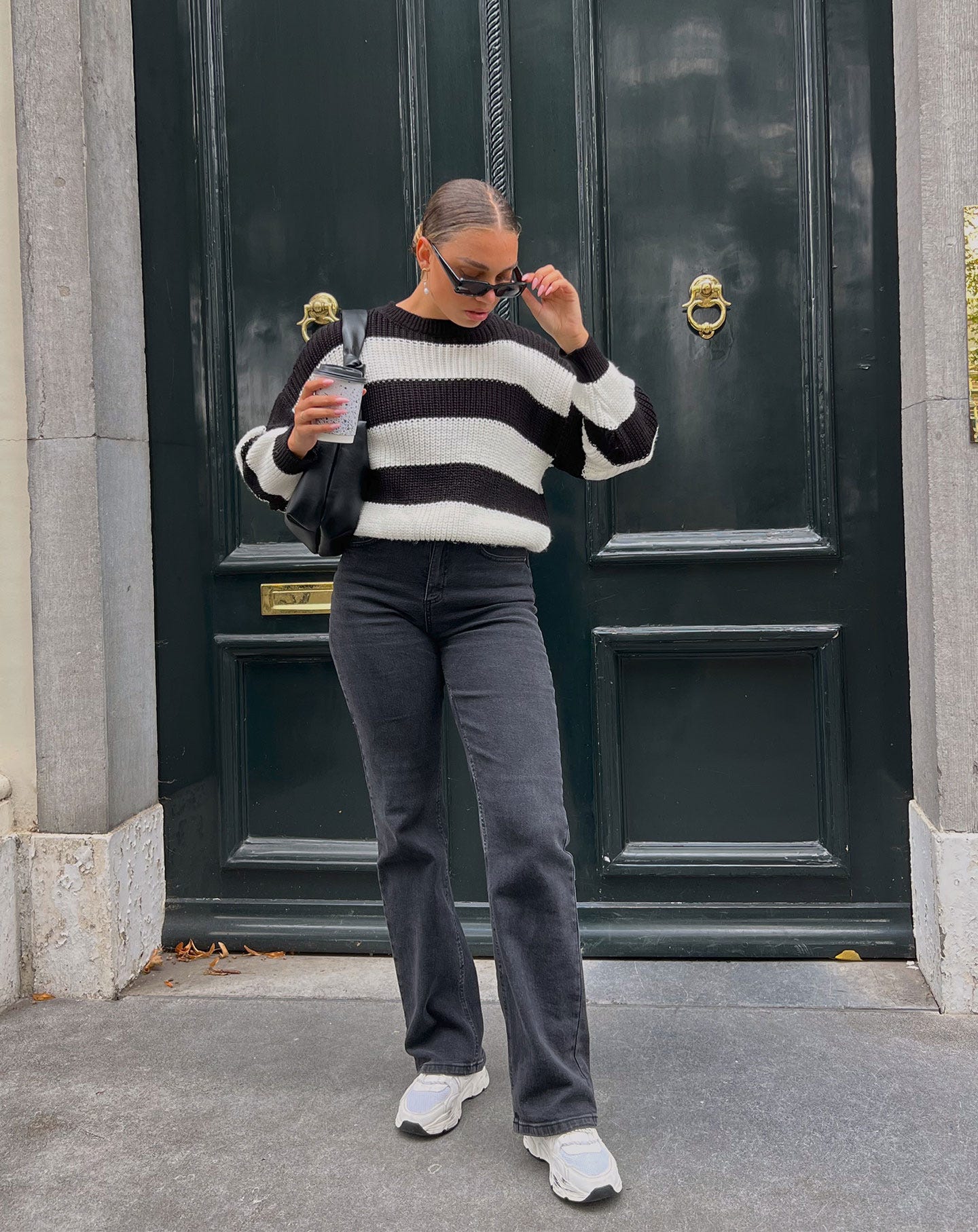 BOXY STRIPE KNIT ZWART