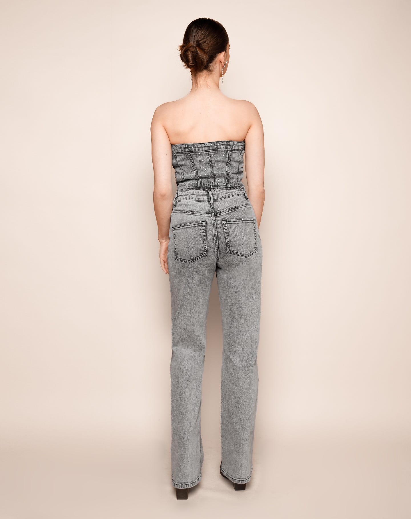 SMALL DIAMOND BOOTCUT JEANS GRIJS