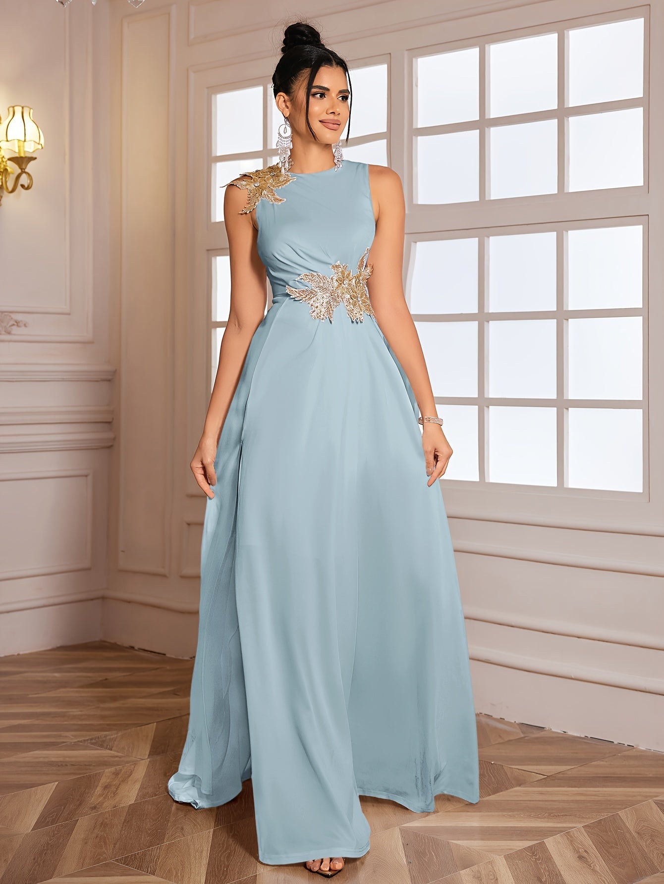 Sofia | Elegante Maxi Jurk met Bloemapplicatie
