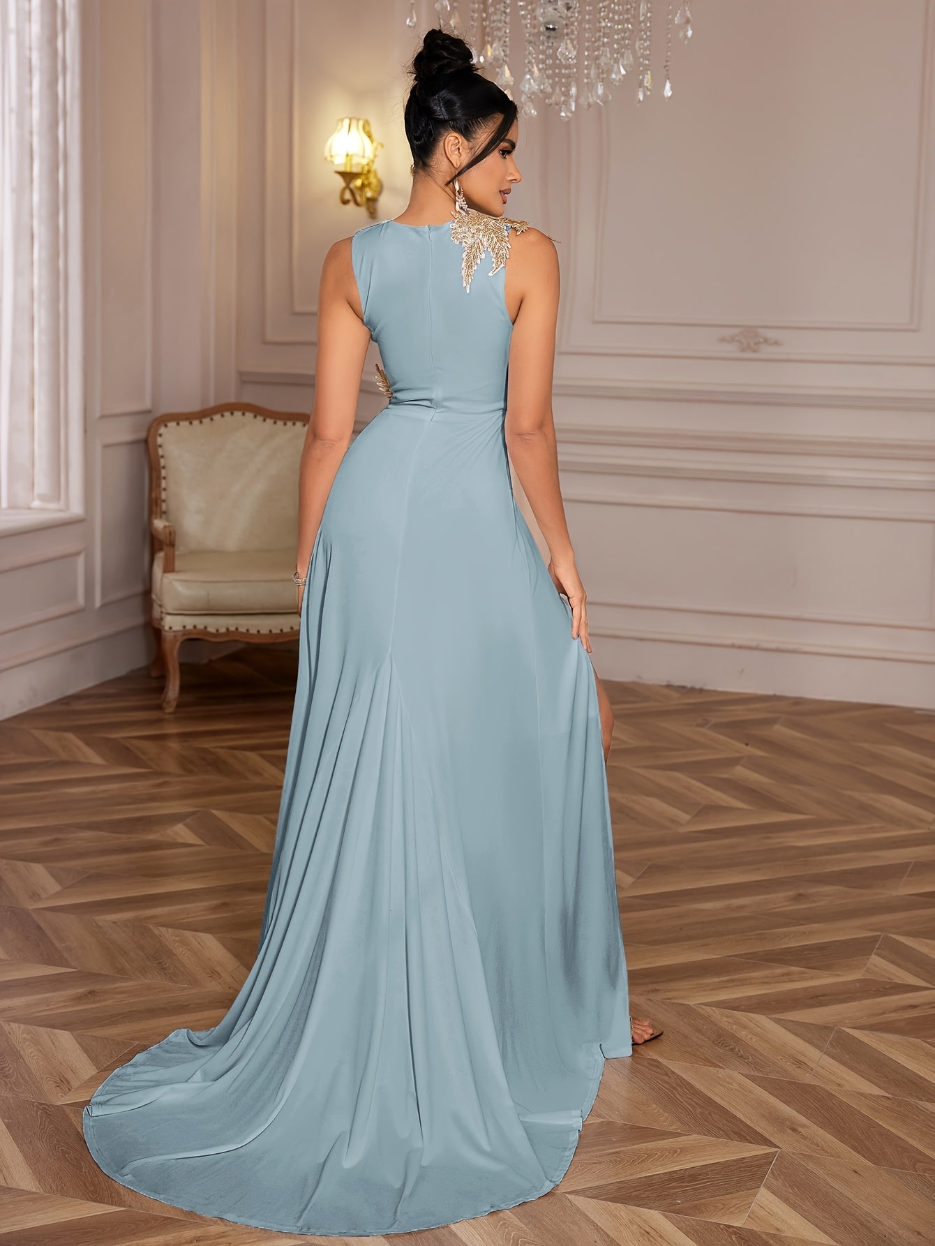 Sofia | Elegante Maxi Jurk met Bloemapplicatie