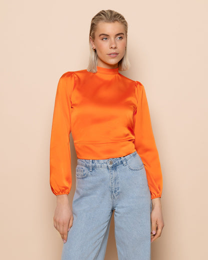 SATIN BOW TOP ORANJE