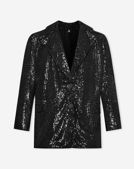 SEQUINS OVERSIZED BLAZER ZWART