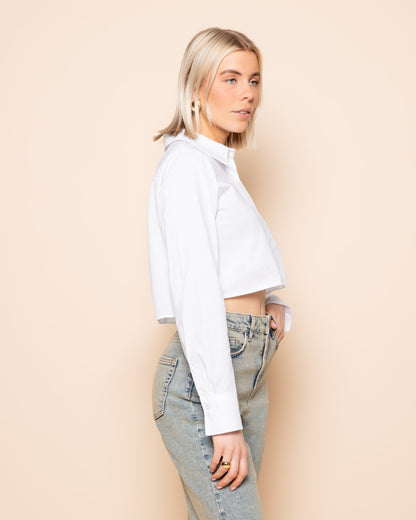 POPLIN CROPPED BLOUSE WIT