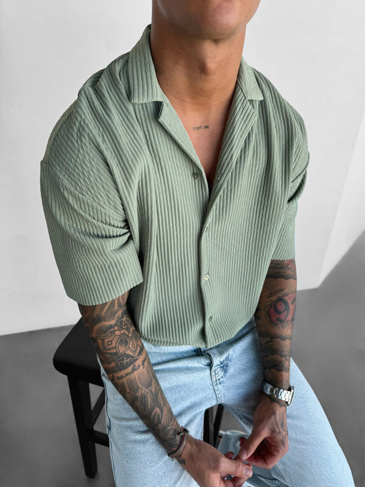 Oversize-Ripp-Shirt - Grün
