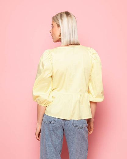 POPLIN BOWS TOP BOTERGEEL