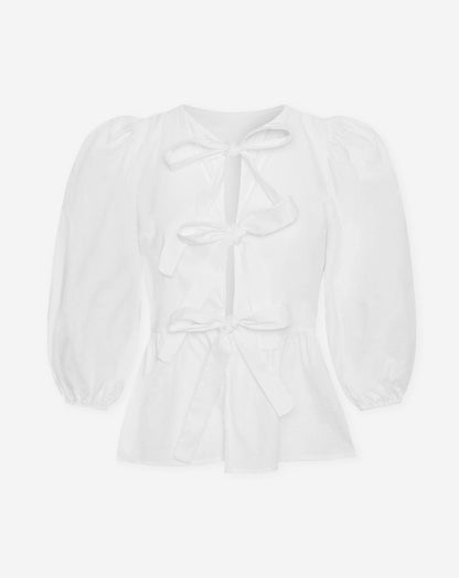POPLIN BOWS TOP CRÈME
