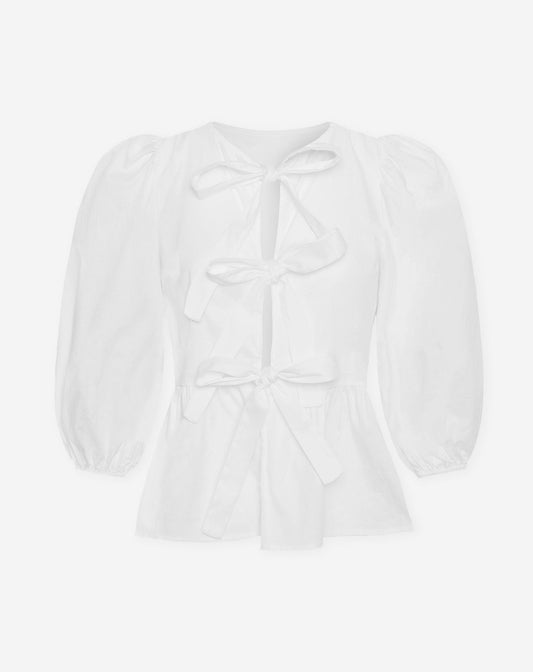 POPLIN BOWS TOP CRÈME