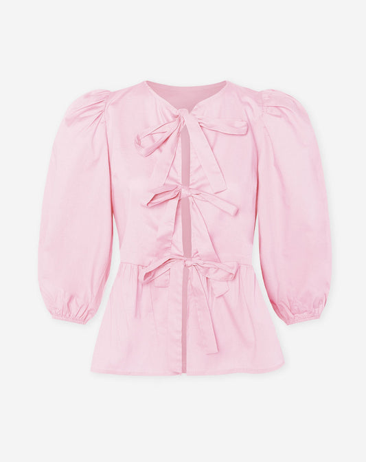 POPLIN BOWS TOP LICHTROZE