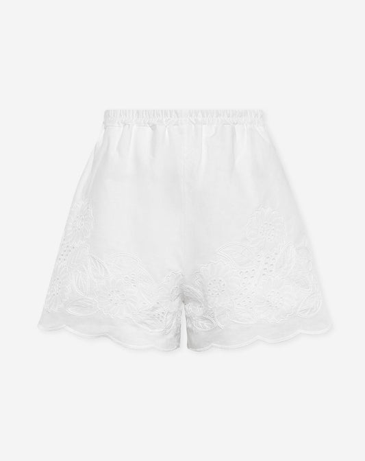 CARA BRODERIE SHORTS CRÈME