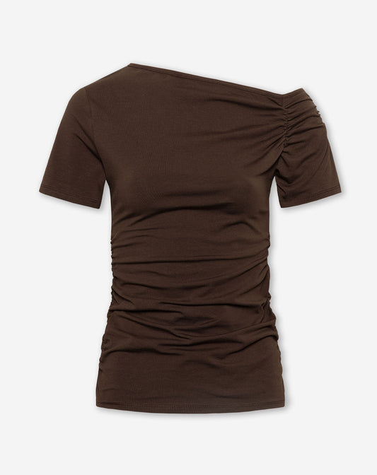 TAMAR OFF SHOULDER SHORT SLEEVE TOP DONKERBRUIN