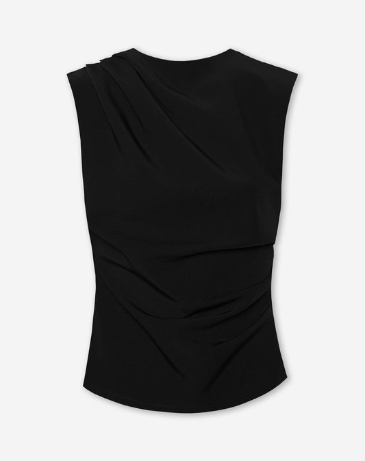 SOFIA RUCHED TOP ZWART