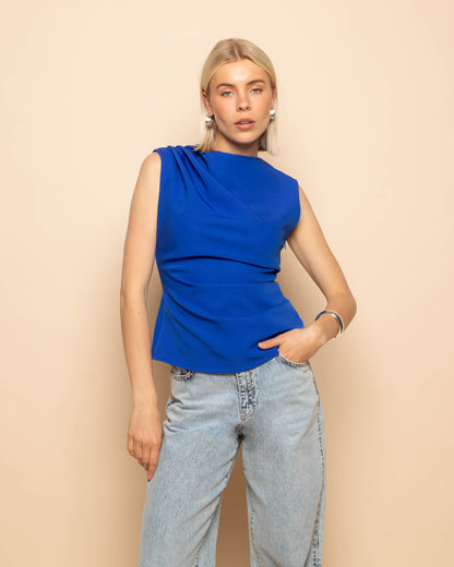 SOFIA RUCHED TOP KOBALTBLAUW