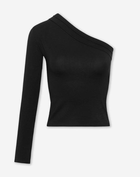 TAMAR ONE SHOULDER TOP ZWART