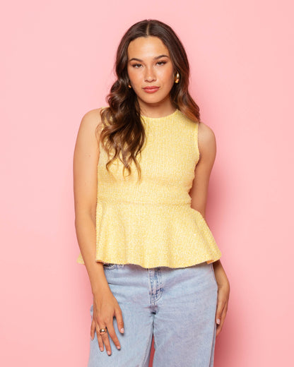 ANNE PEPLUM BOUCLE TOP BOTERGEEL