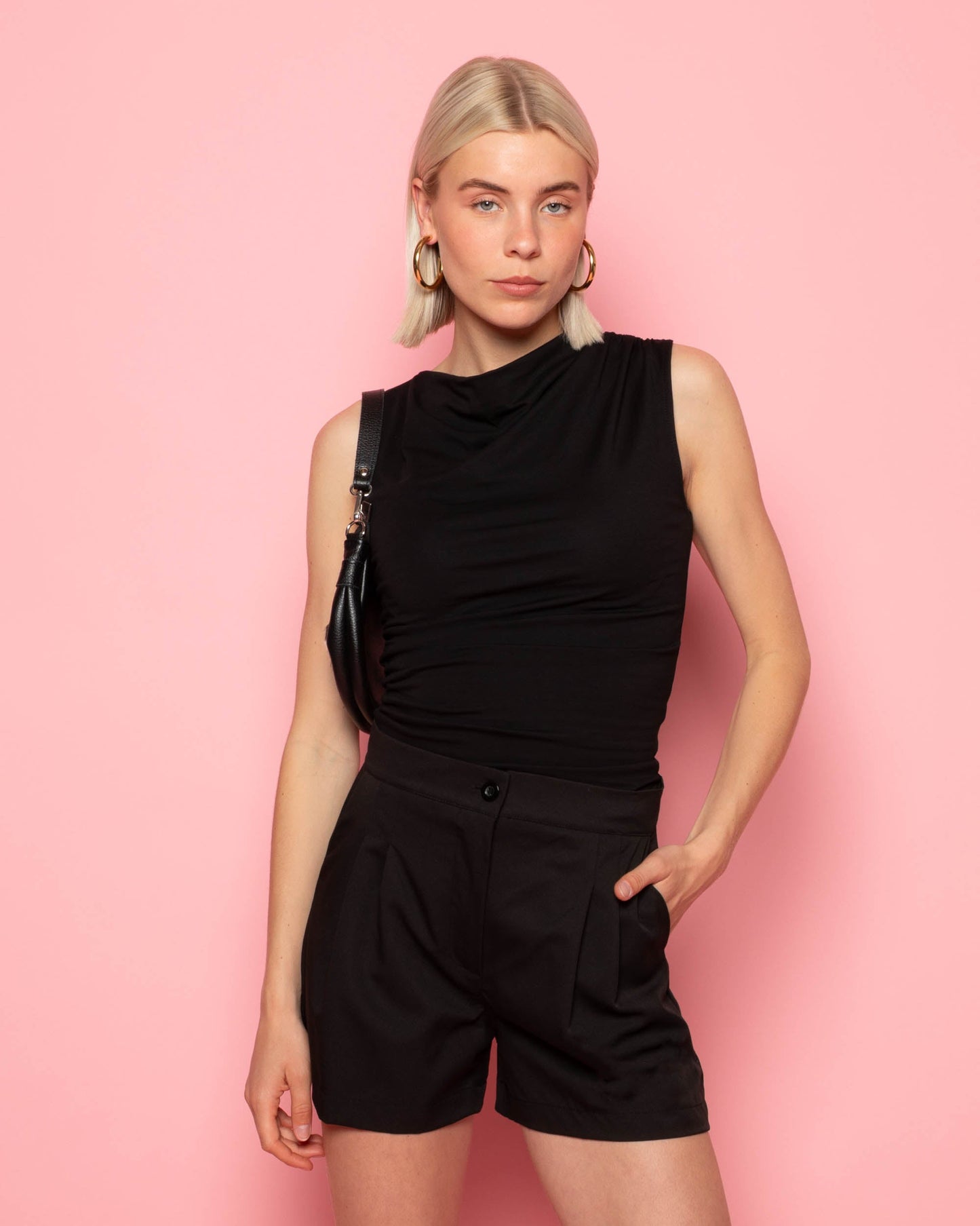 TAMAR DRAPED TOP ZWART