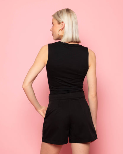 TAMAR DRAPED TOP ZWART