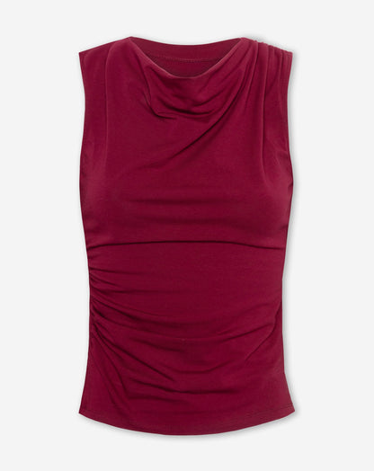 TAMAR DRAPED TOP BURGUNDY