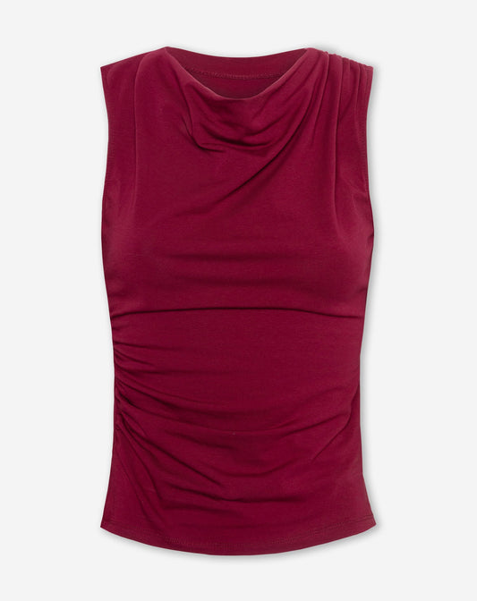 TAMAR DRAPED TOP BURGUNDY
